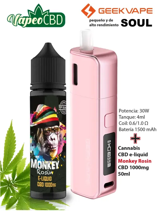 Monkey Rosin CBD 1000 + Geekvape Soul Pod Mod en línea en VapeoCBD.es