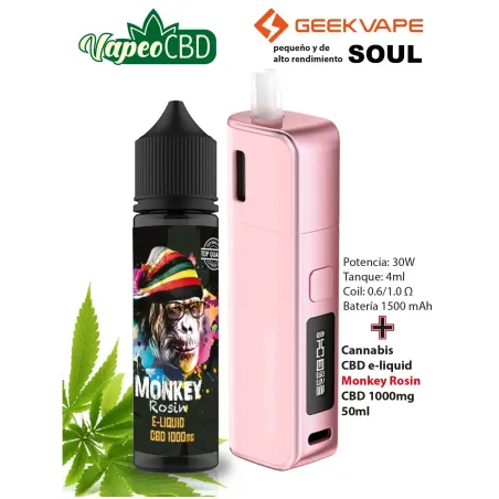 Monkey Rosin CBD 1000 + Geekvape Soul Pod Mod en línea en VapeoCBD.es