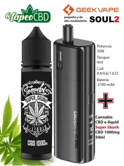 Super Skunk CBD 1000 + Geekvape Soul Pod Mod en línea en VapeoCBD.es