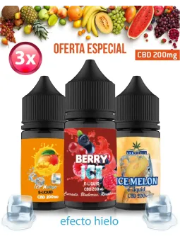 Oferta especial 3 e-líquidos de CBD sabor a fruta en VapeoCBD.es