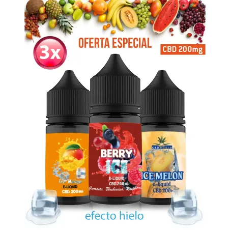 Oferta especial 3 e-líquidos de CBD sabor a fruta en VapeoCBD.es