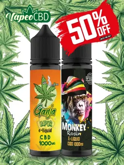 Oferta especial 2 e-líquidos de CBD sabor a marihuana en VapeoCBD.es
