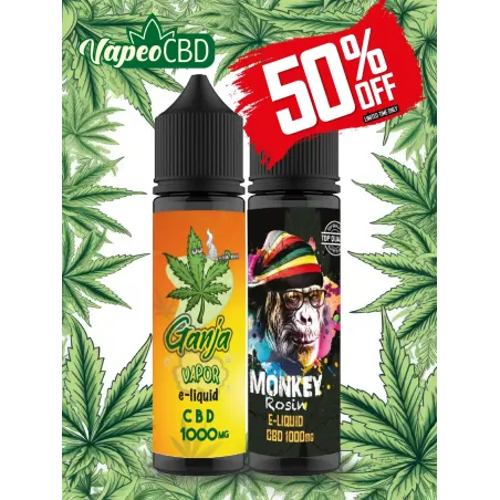 Oferta especial 2 e-líquidos de CBD sabor a marihuana en VapeoCBD.es